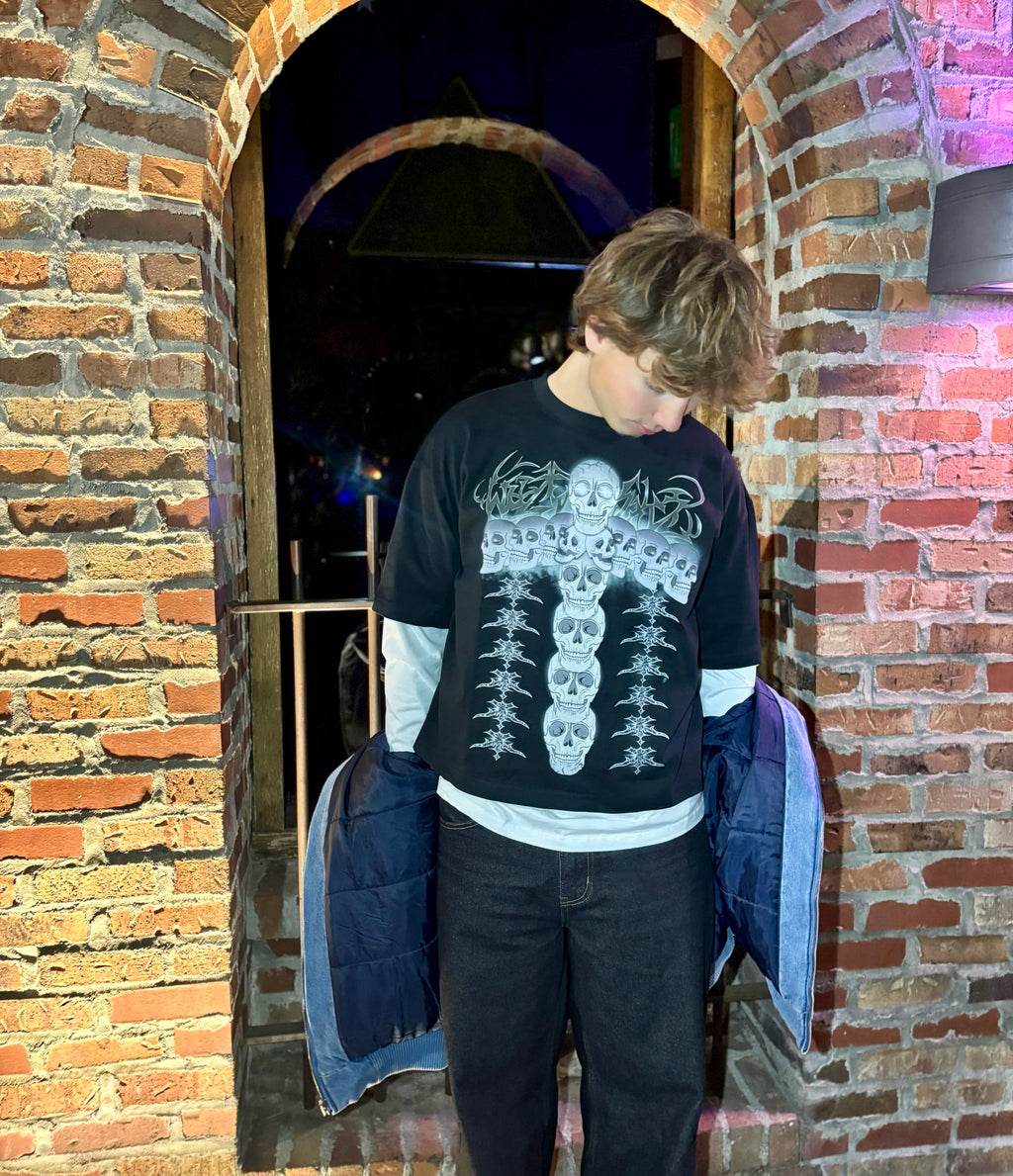 Unholy Divinity Layered Contrast Sleeve T-Shirt